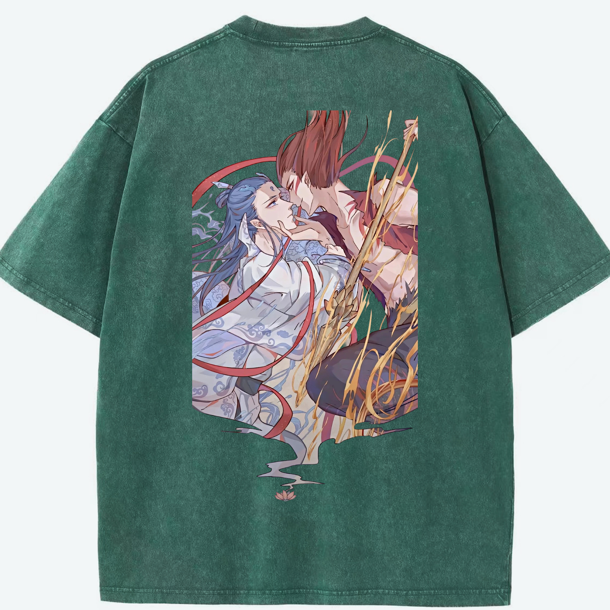 （画像用） Ne Zha 2 ナタ 魔童の大暴れ 綿100% ヴィンテージ風 半袖Tシャツ（背面プリント）